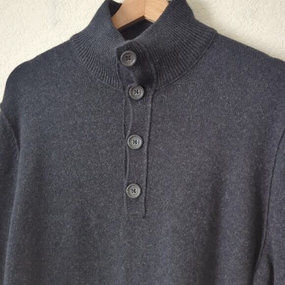 Banana Republic Luxury Blend Sweater Mens Large Rabbit Hair Angora Cashmere Gray - Picture 3 of 6